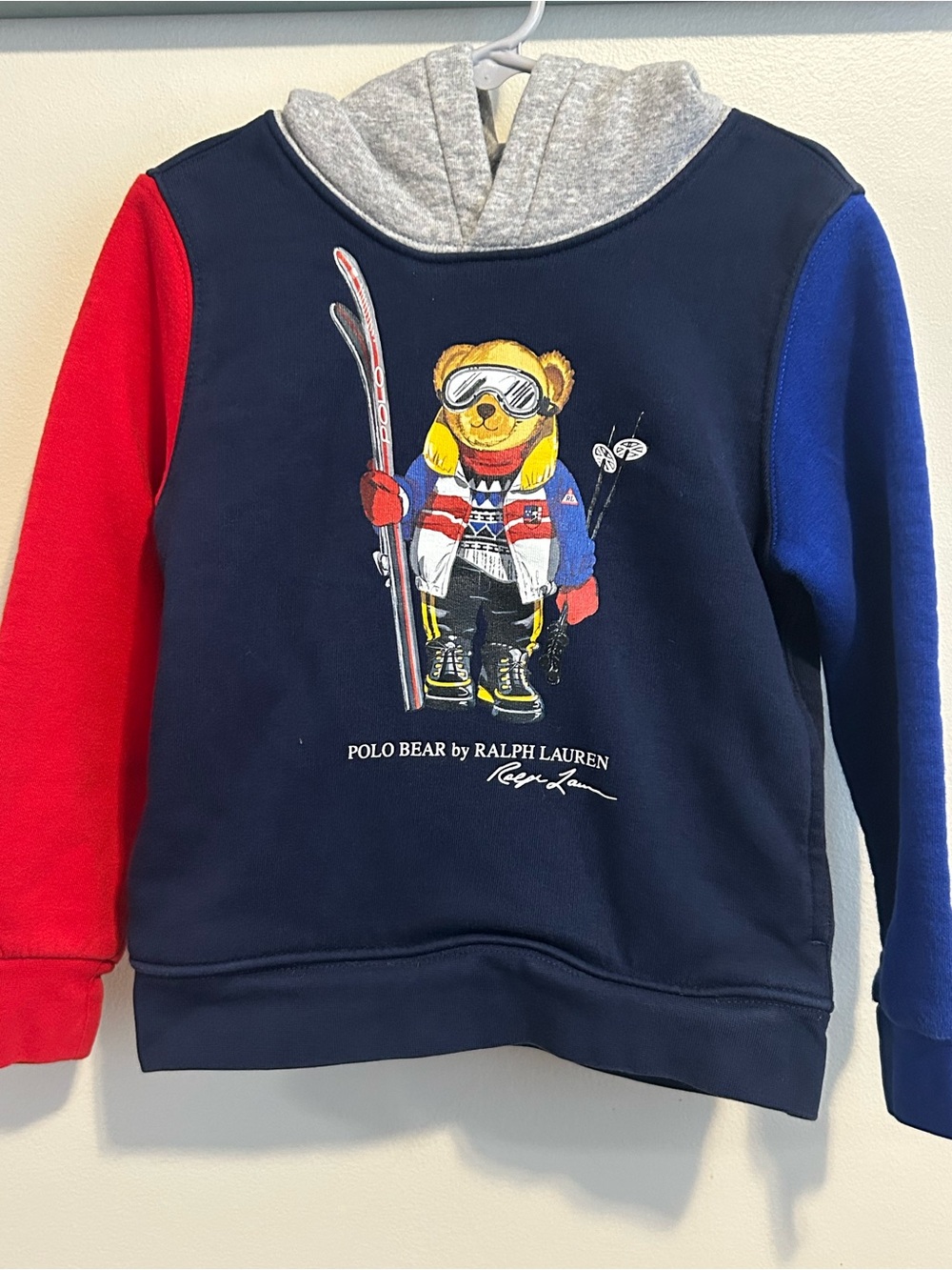 Polo Ralph Lauren Kids Colorblock Ski Polo Bear Hoodie Sweatshirt Boys Size 5